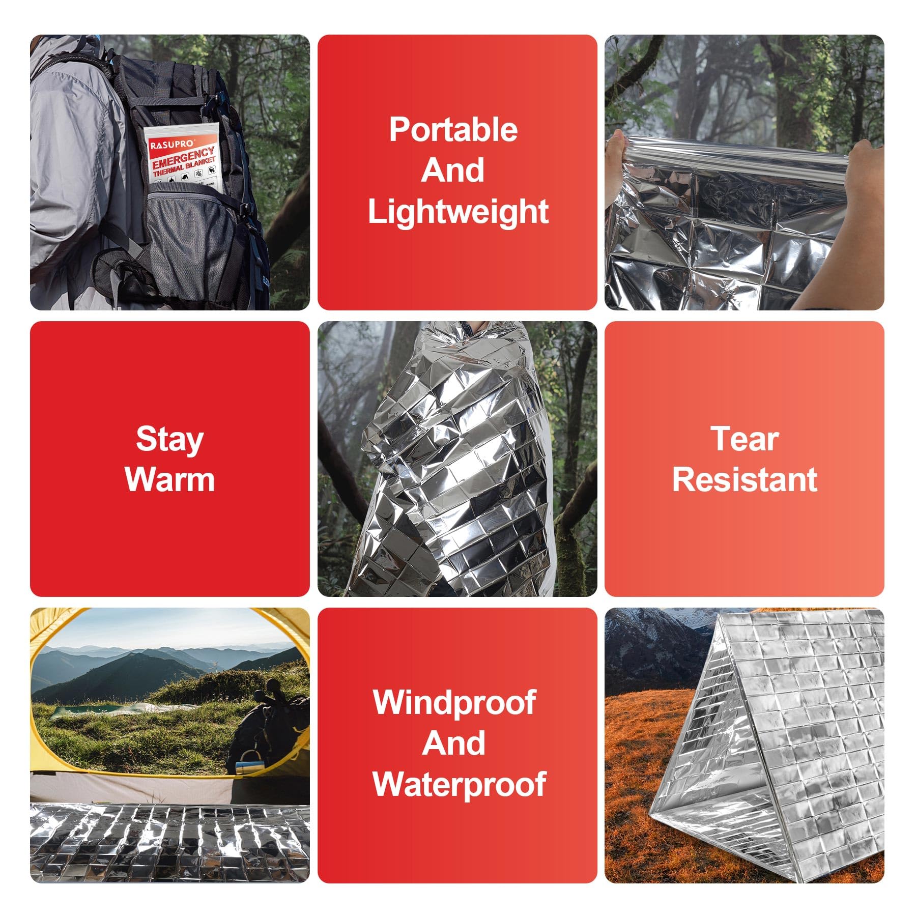 9 Pack Emergency Blankets - Survival Gear -7 9 Pack Emergency Blankets - Survival Gear -7