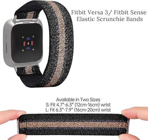 Miniatura 2 de TOYOUTHS Paquete de 2 bandas compatibles con Fitbit Versa 3 bandas de repuesto para Fitbit Sense, correa elástica de nailon, pulsera de moda, para