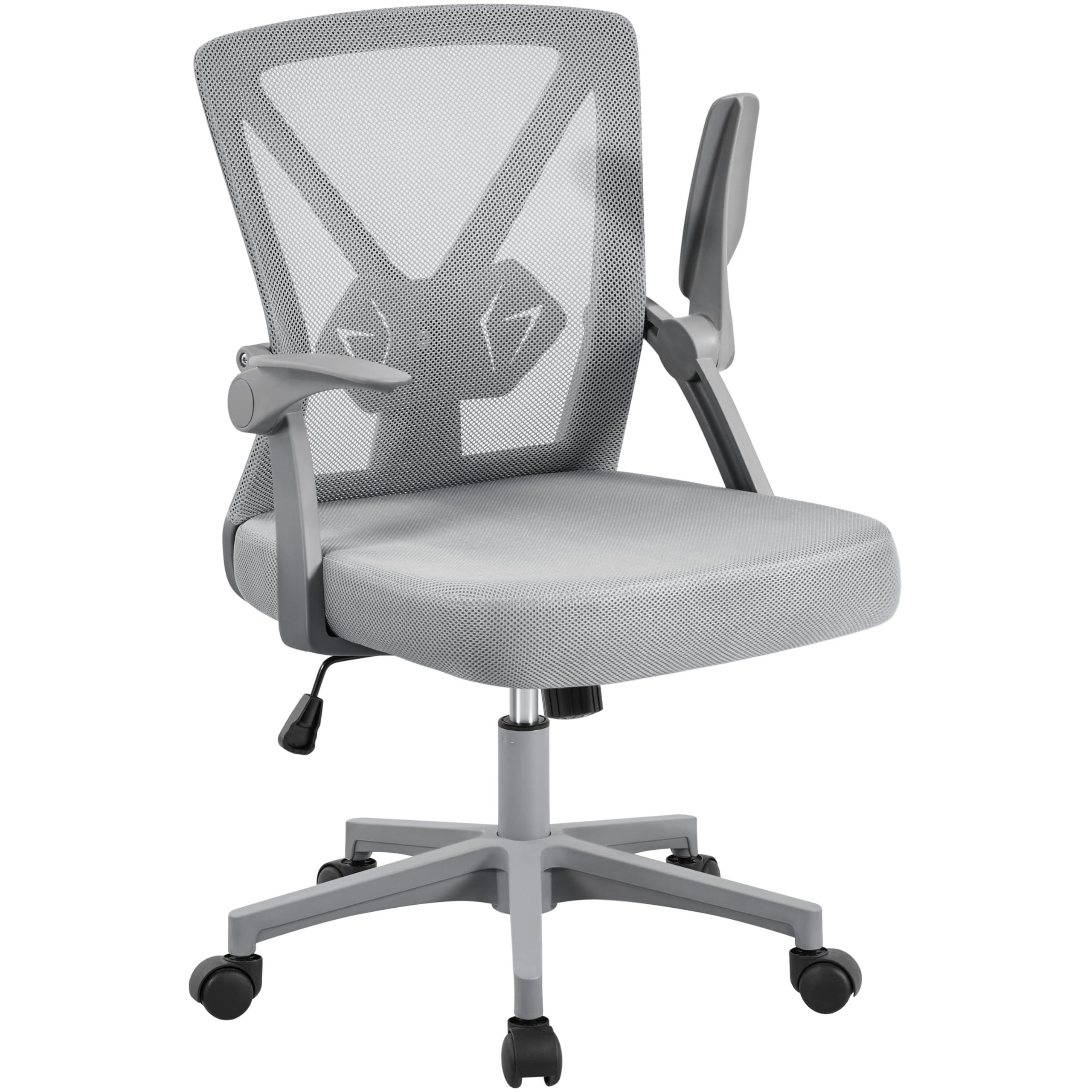 Yaheetech Silla de Oficina Silla de Trabajo con Reposabrazo Ajustable Silla Ergonomica Silla Negra Altura Ajustable Malla MAX Carga 136 KG Silla de Despacho Gris The Forest Stewardship Council