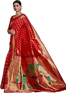 ethnicjunction Women's Silk Blend Woven Paithani saree With Blouse Piece-picture-47