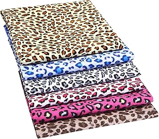 6 Pieces 19 x 19 Inch Leopard Print Fabric Animal Leopard Quilting Fabri...