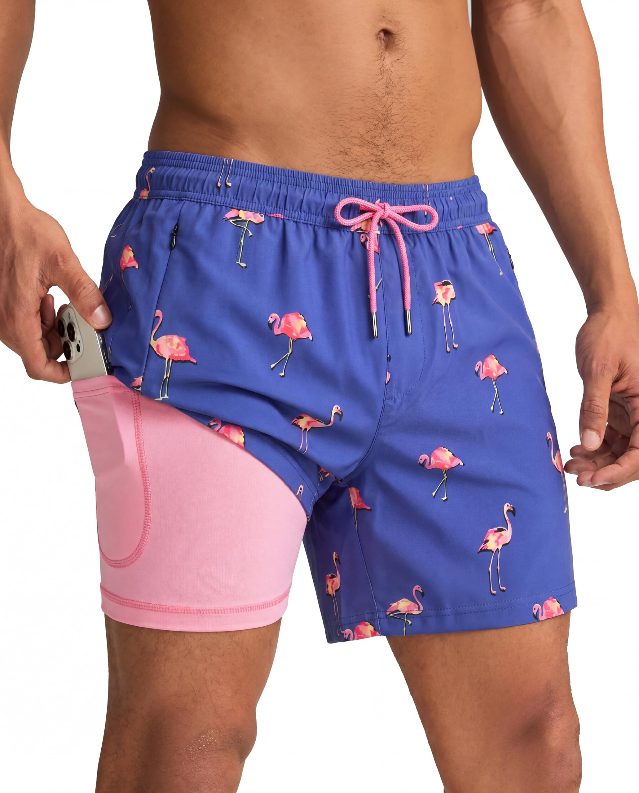maamgic Mens Swim Trunks with Compression Liner 5 Inch Quick Dry for Beach