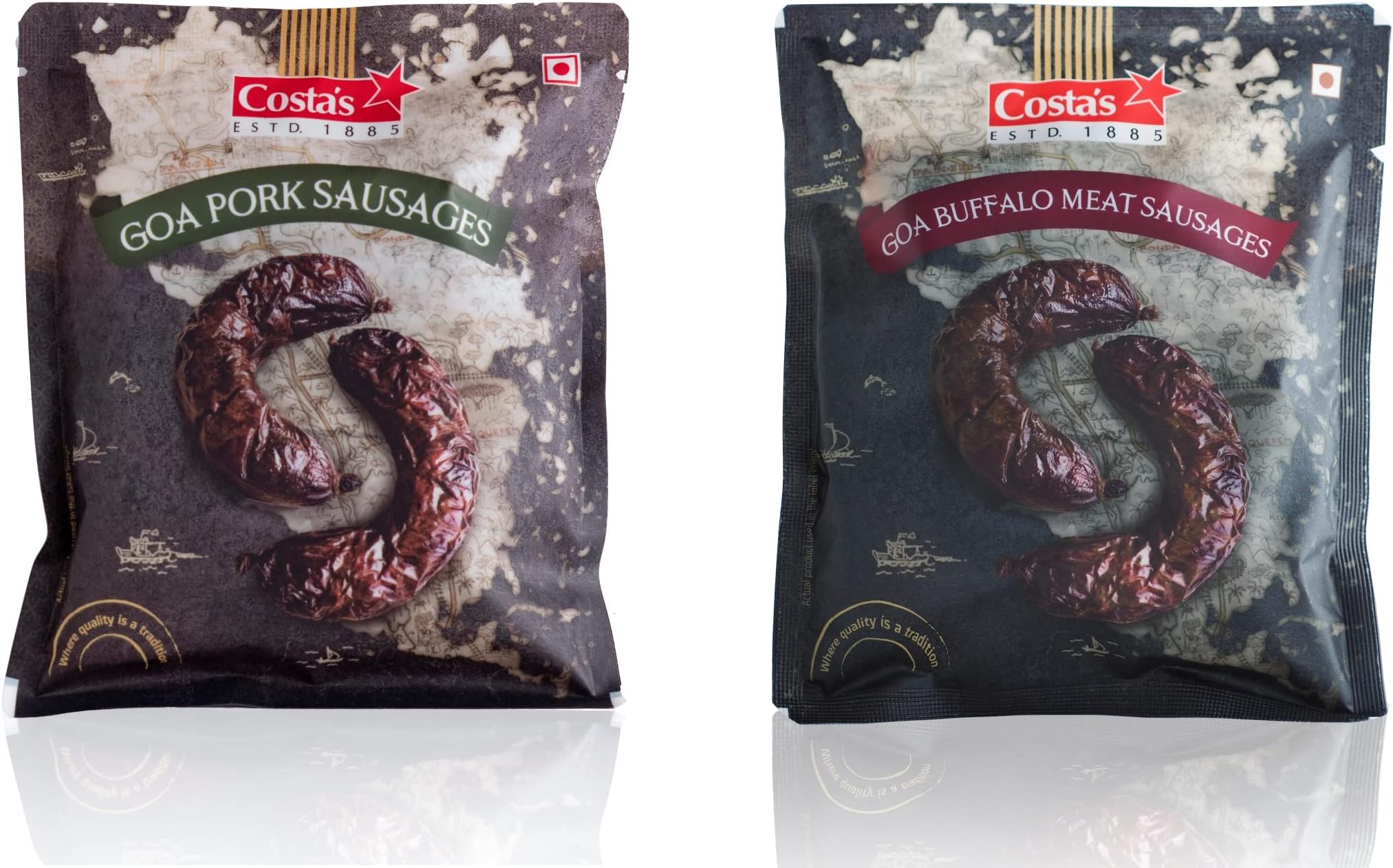Costa's Goa Pork Sausages 200g & Goa Buffalo Meat Sausages 200g (Vacuum Packed) (1 Each)