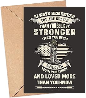 Emily gift Motivational Card For Soldier - Veteran With Envelope - A Great Inspirational Card To Show Appreciation For A Militar On A Special Day - Birthday - Retirement - Graduation