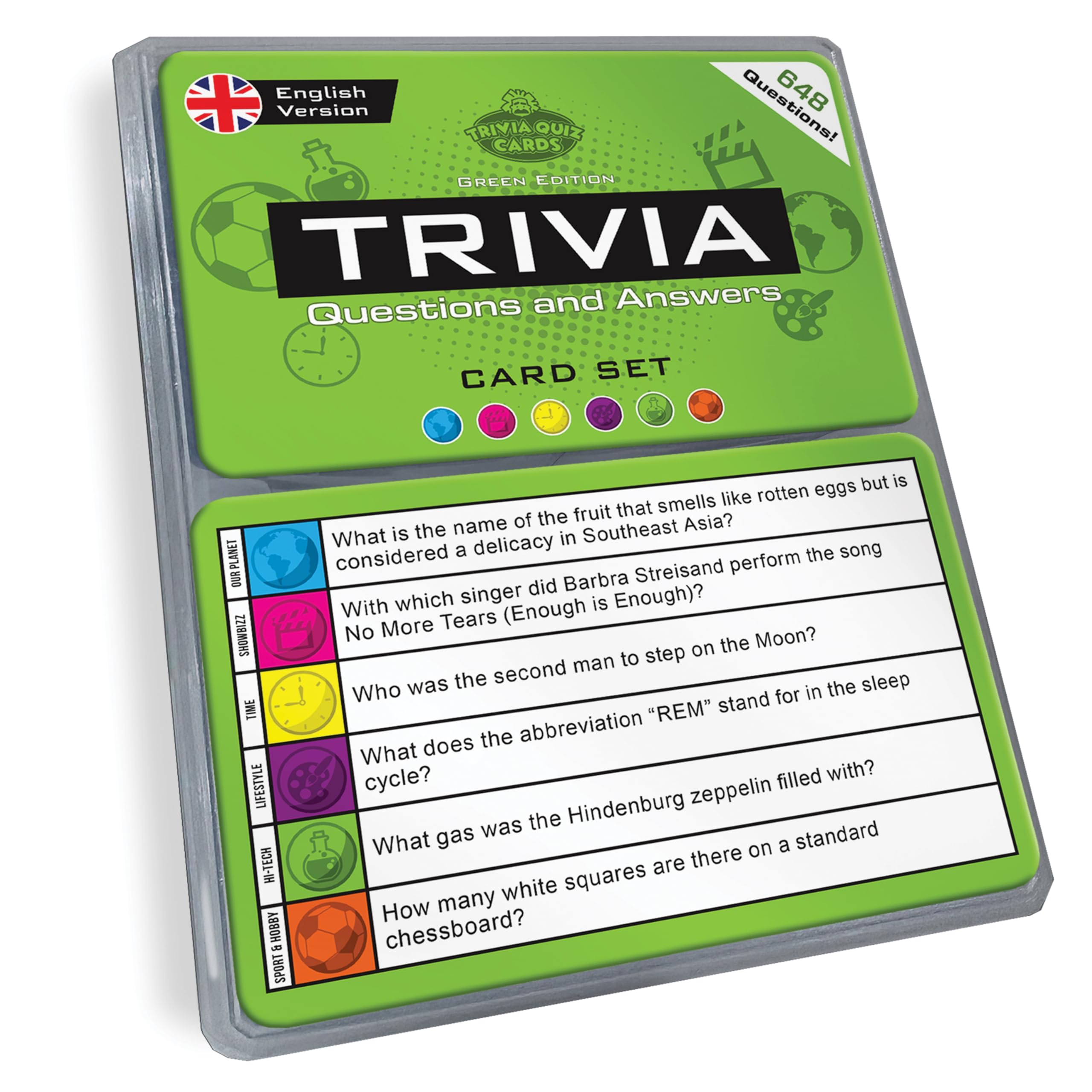 Trivia Quiz Cards Set (English Edition), Green, Small