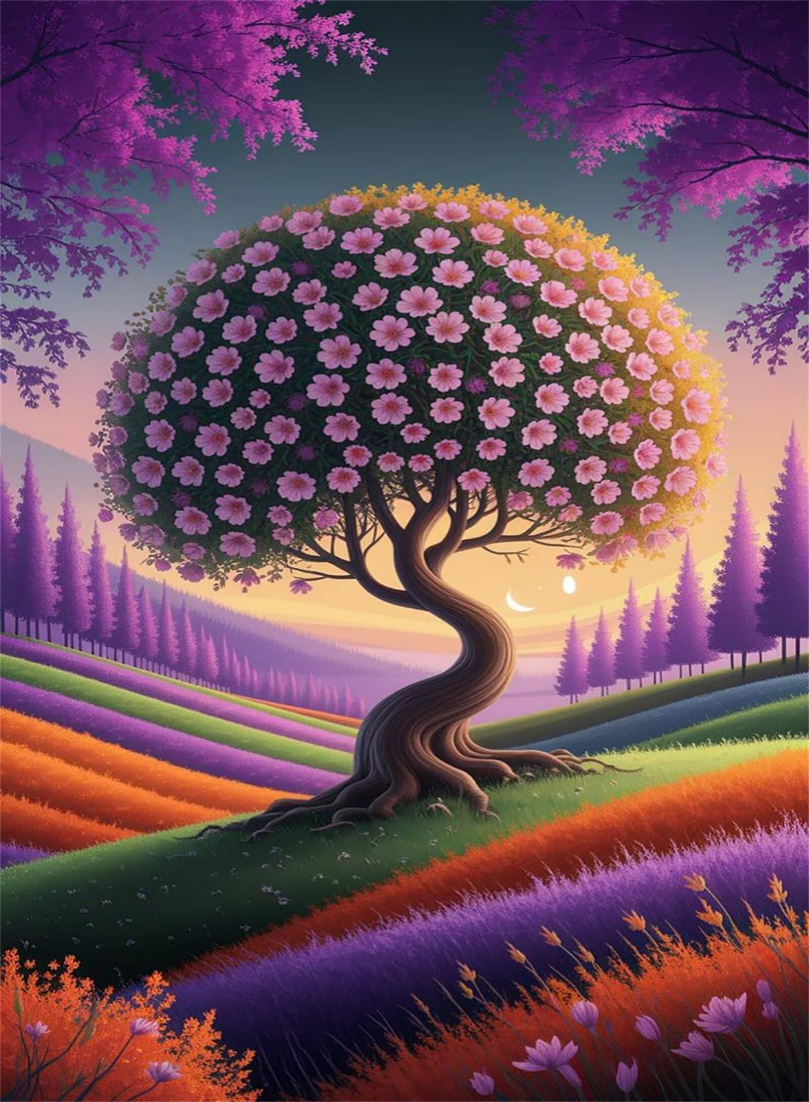Puzzle 1000 sztuk Gry edukacyjne i zabawki wyzwanie Prezent Jigsaw Klasyczne puzzle dla dorosłych, puzzle DIY kolorowe drzewo polowe, 75 x 50 cm