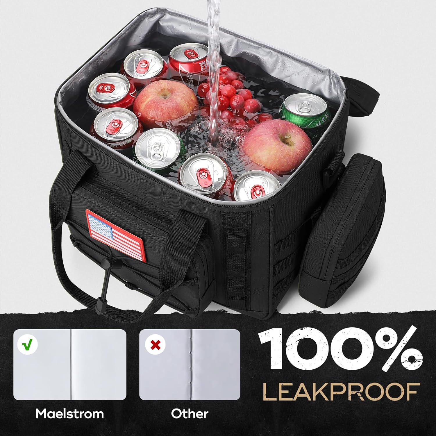 Maelstrom Tactical Lunch Box, Insulated Lunch Bag for Men, Large Leakproof Soft Cooler Bag with Detachable MOLLE Bags, Durable Lunch Tote for Adult Women Work,Picnic,20 Cans/15 L, Black - Image 3