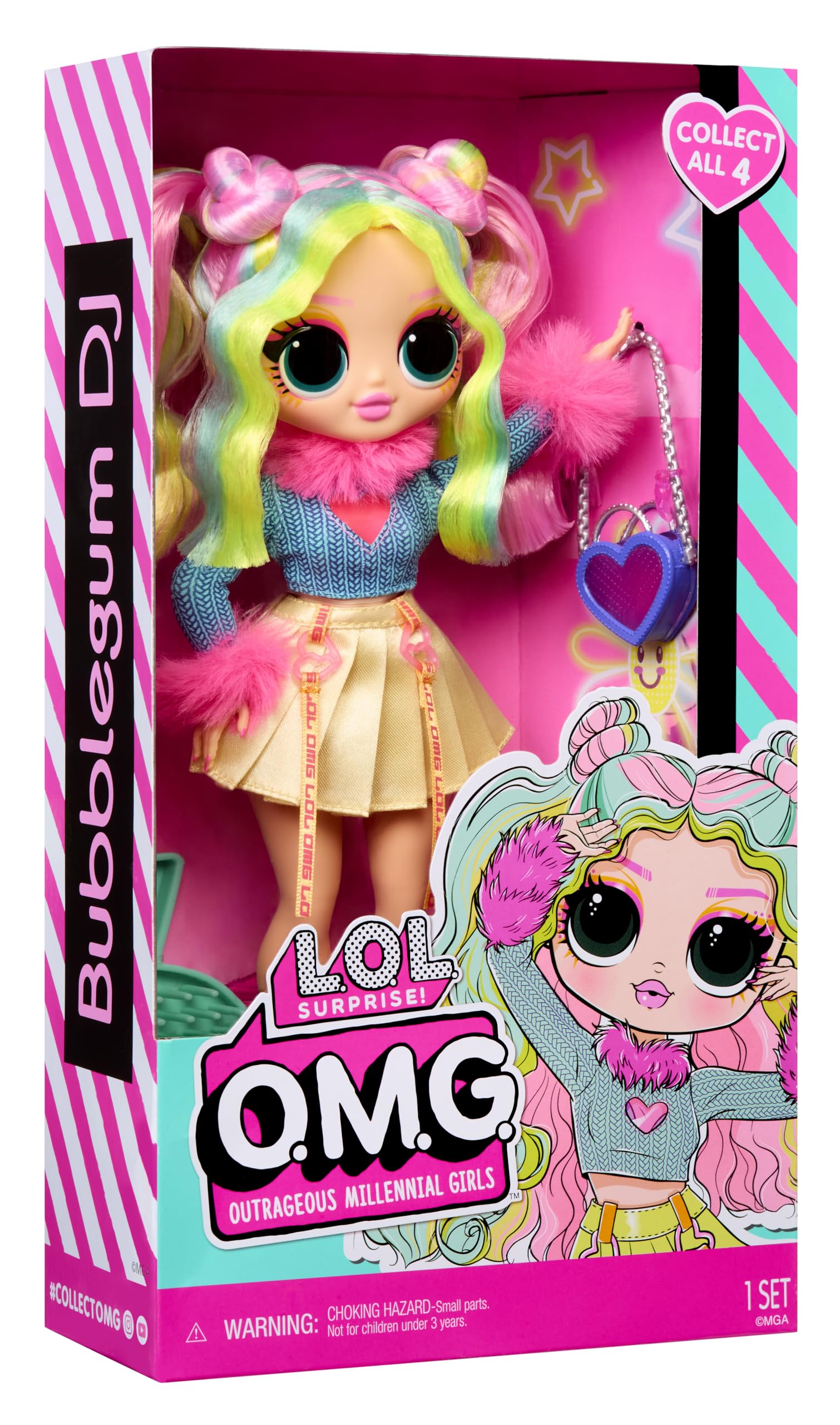 L.O.L. Surprise! OMG Doll - Bubblegum D.J. - Incluye 1 Muñeca de Moda, Viene con Modas Fabulosas, Colecciona Las 4