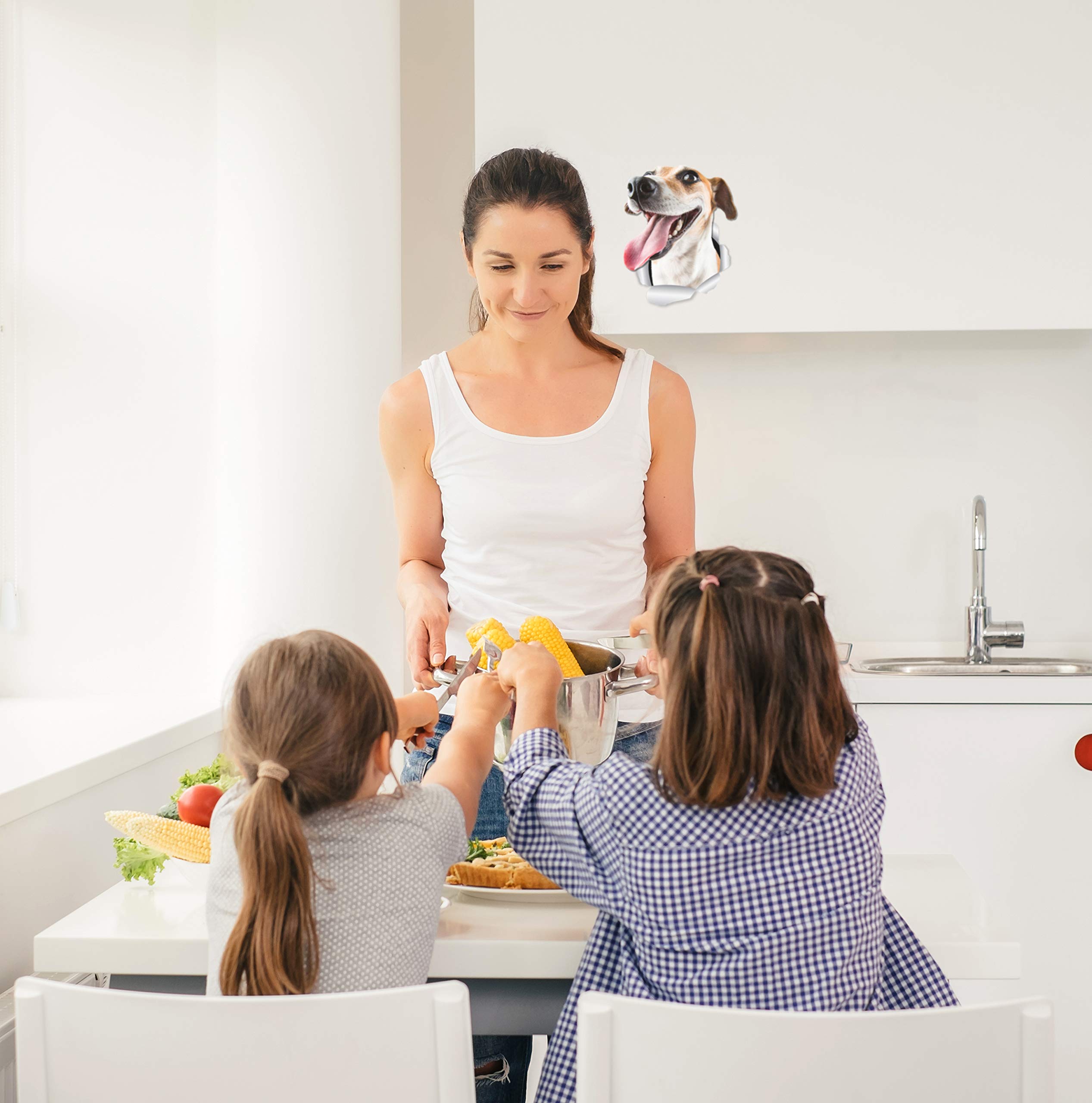 Winston & Bear Happy Jack Russell Dog Wall Decals - 2 Pack - Jack Russell Dog Toilet Sticker – 3D Dog Car Window and Bumper Sticker - Retail Packaged Jack Russell Lover Gifts