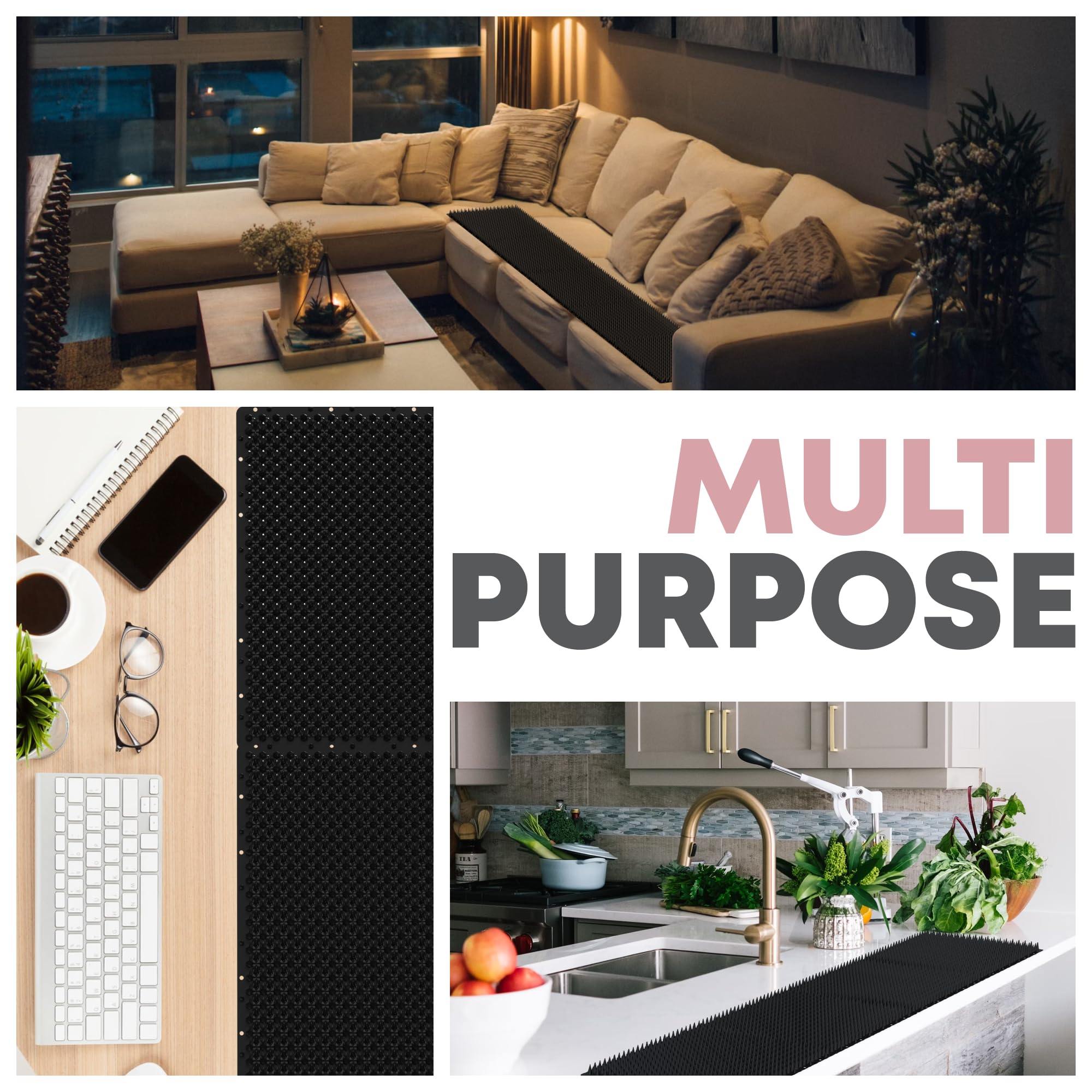 12 Pack Upgraded Black Cat Repellent Mat - 16" x 13" Scat Mat for Cats Has Uneven Spikes is an Effective Scat Mats for Dogs, Stray Cat Repellent Outdoor & Indoor to Deter Cats, Dogs & Small Animals