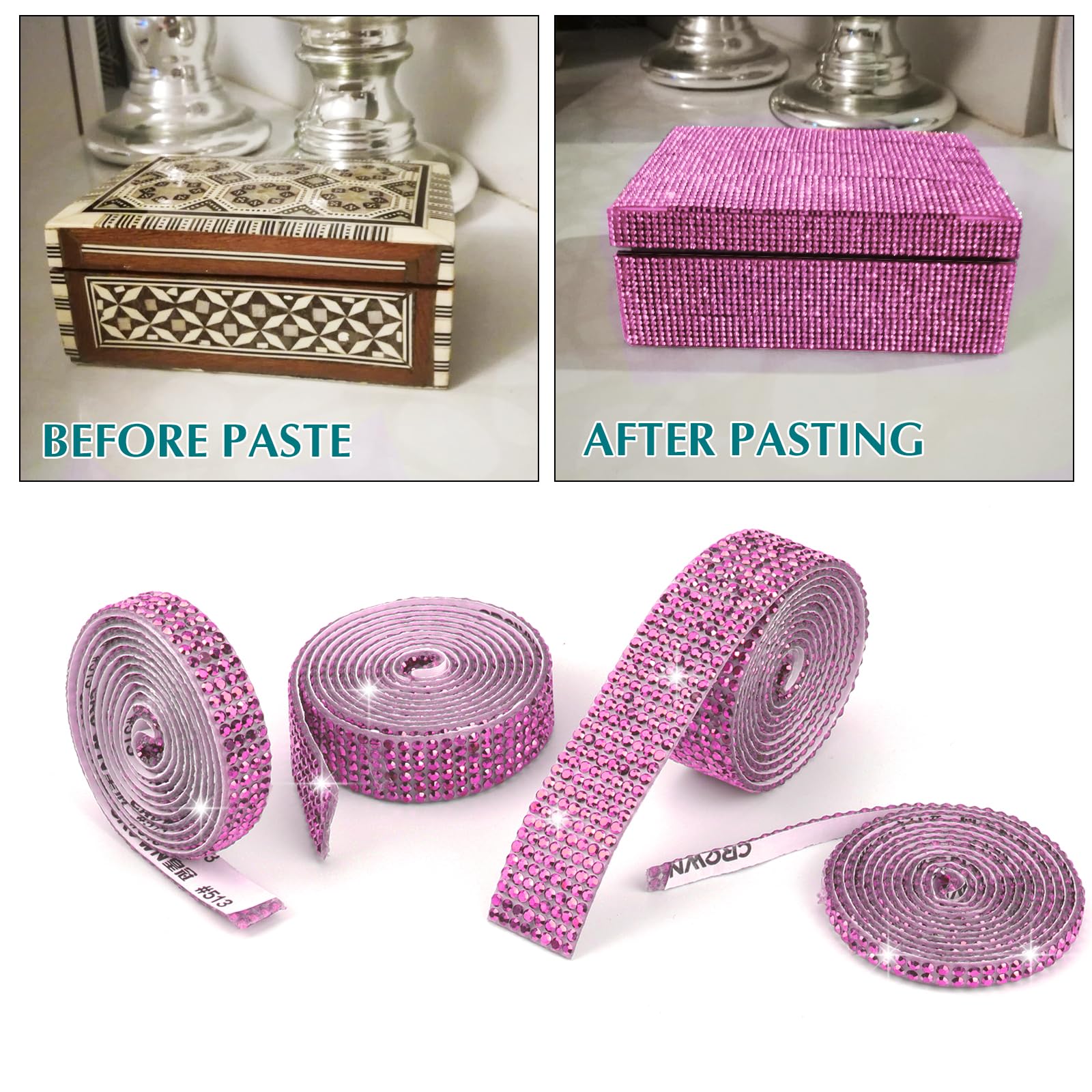 ACIYD Multipurpose 1 Yards Zelfklevende Strass Trim Glitter Crystal Lint Tape Ketting Diy Strass Lint Trim Voor Auto Telefoon Decoraties Voor Geschenkpakket Maken Craft 23mm Crystal Geel