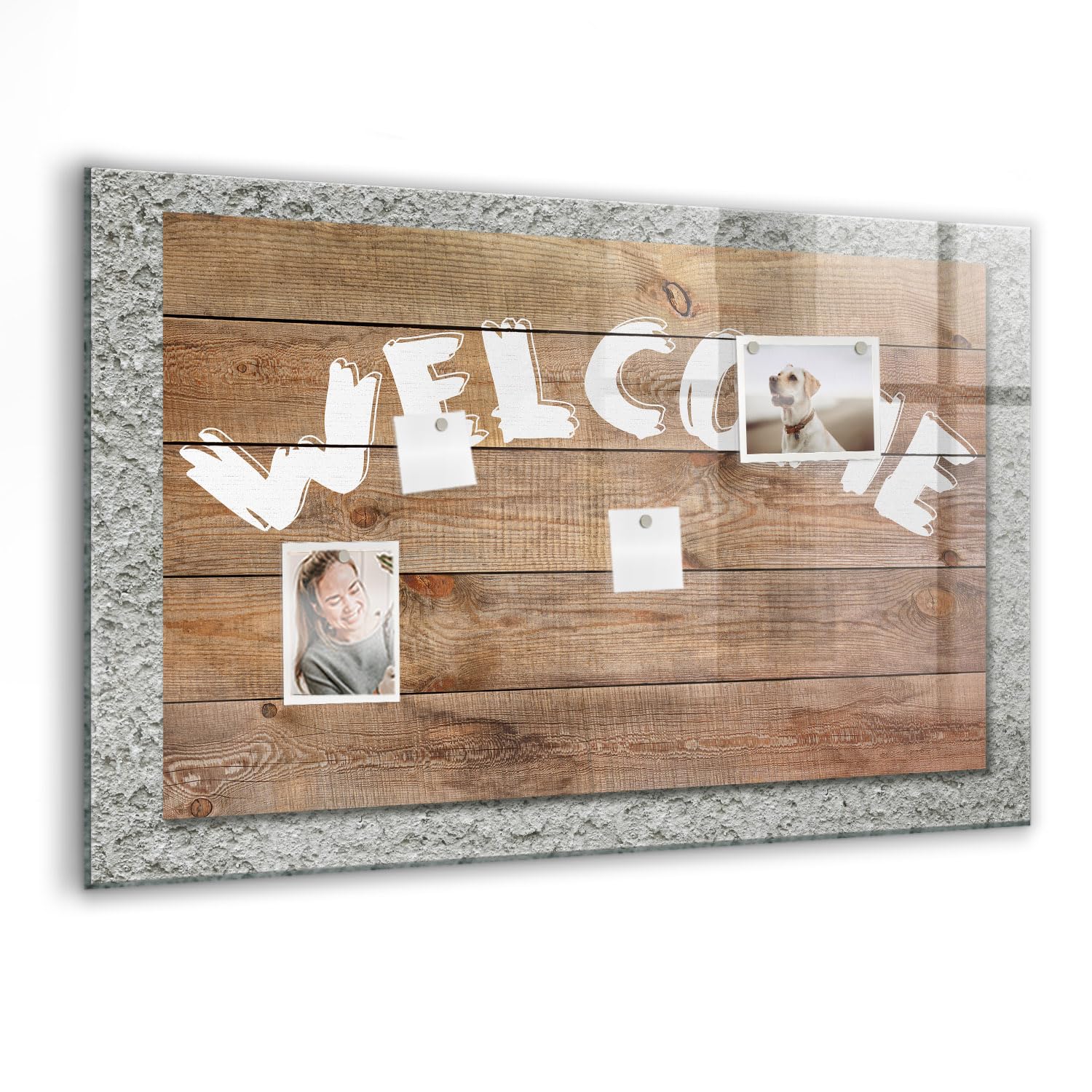 Glas-Magnetboard modern | Komplettset mit Neodym-Magneten, Marker & Schwamm | Glänzende, robuste Schreibfläche | Optimal für Büroorganisation & Meetingräume- 90x60 - Willkommenstafel
