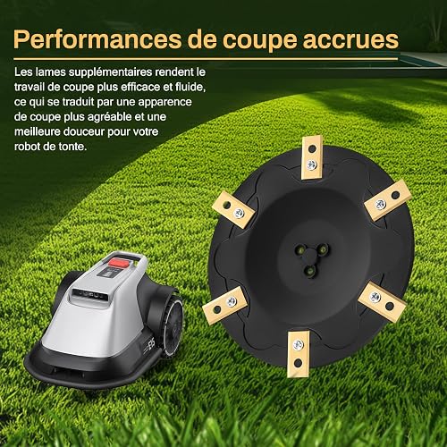 [AGGIORNAMENTO] Disco lama + 6 Lame di ricambio Compatibili con Eufy E15 E18, TerraMow V600, V1000, S800 S1200, Disco Lama per Robot Tagliaerba, Disco Rotante per Robot Tagliaerba - 6