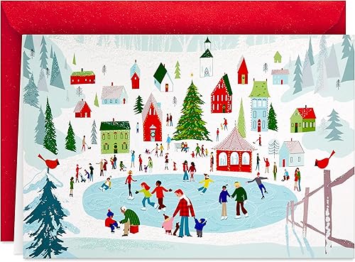 Miniatura 2 de Hallmark Tarjetas navideñas en caja, ciudad nevada (40 tarjetas con sobres) y surtido de tarjetas de Navidad en caja, temporada alegre (4 diseños,