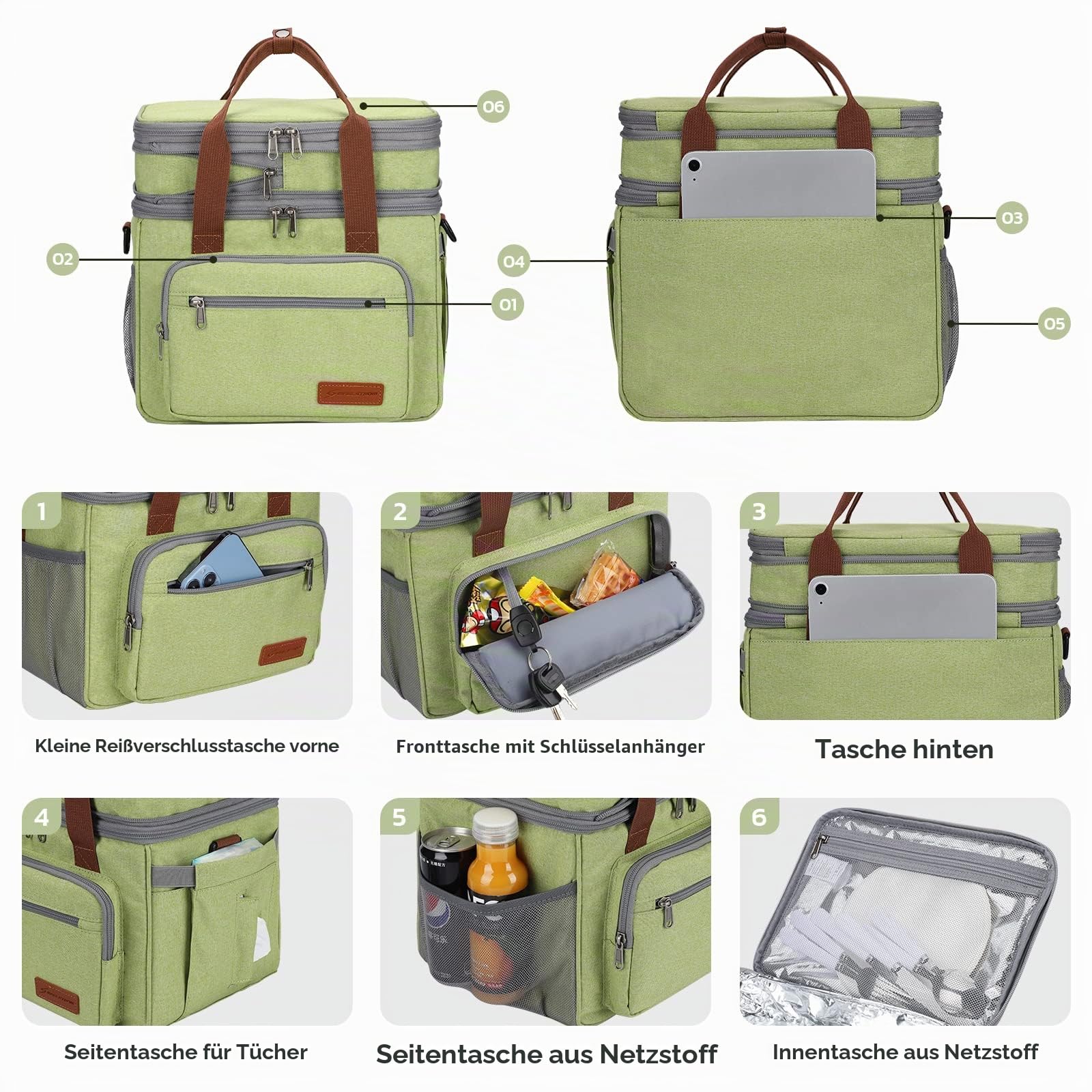 Maelstrom 23L Kühltasche, isolierte Lunchtasche, erweiterbar mit 2 Fächern | Hält bis zu 16 Std. kalt, leicht, stabile Form, Taschentuchfach, ideal für Damen, Herren, Arbeit, Büro, Picknick & Pendler