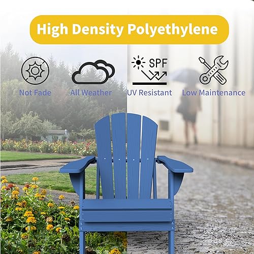Miniatura 4 de Kingdura Silla Adirondack plegable, silla portátil de polietileno de alta densidad resistente a todo tipo de clima, silla de patio al aire libre de