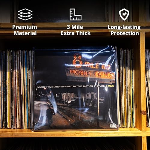 Miniatura 2 de POCFOINY 50 fundas de vinilo de 3 mil, fundas exteriores de vinilo de 12.75 pulgadas, fundas exteriores de vinilo transparente de 12.75 pulgadas,