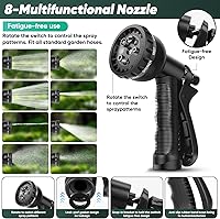 Vista 8 de Garden Hose 100FT, Non-Expanding, Lightweight Hose With 8 Function Nozzle, Leak-Proof, No-Knot, Easy to Carry, Wear-Resistant, Sturdy, Flexible