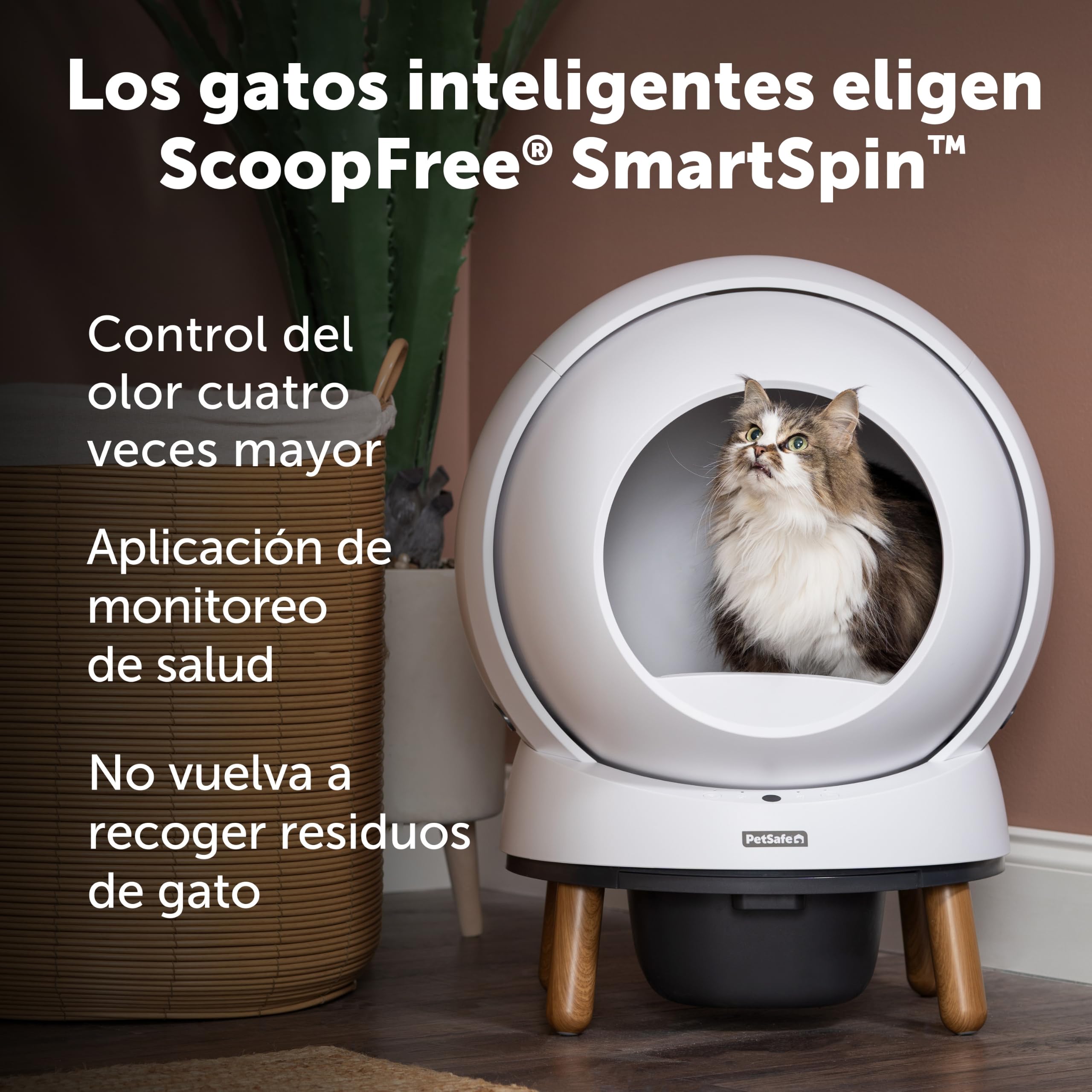 PetSafe ScoopFree SmartSpin Arenero para Gatos Autolimpiante - Caja de Arena con Control Avanzado de Olores - Monitorización de la Salud Controlado por App