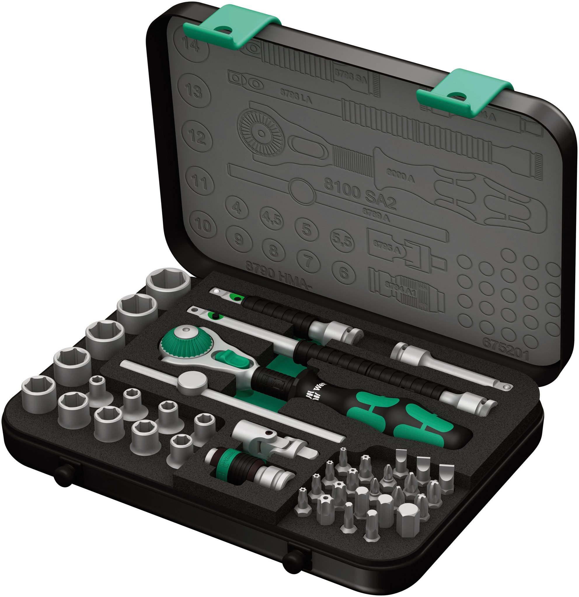 Wera 8100 SA 2 Zyklop 1/4" Metric Ratchet Set, 42-Pieces