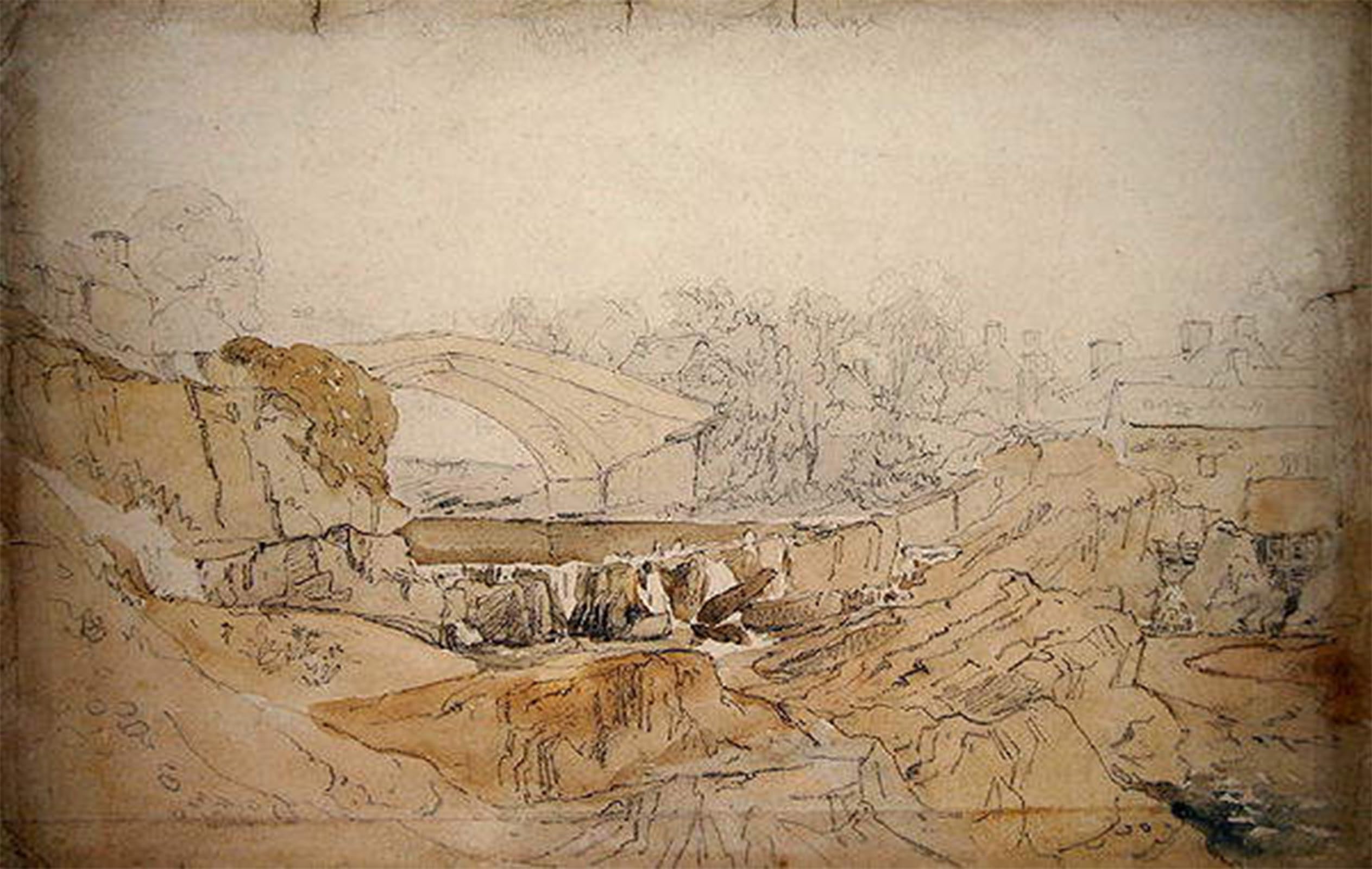 Tableaux Graffiti Art Mural le pont de Rhayader de David Cox poster impression moderne 60x90cm