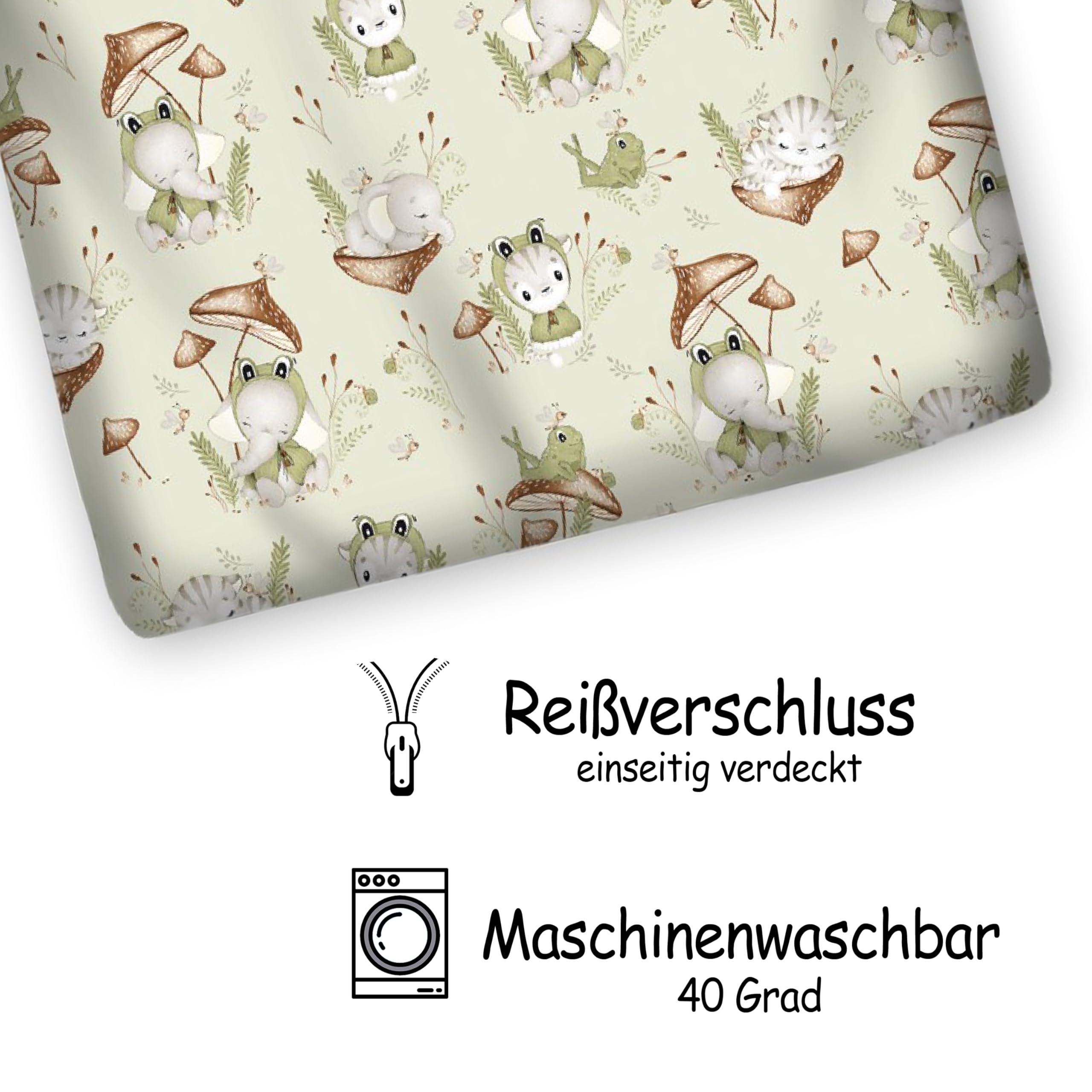 PinkZebra Baby & Kinderbettwäsche: Decke 100 x 135 cm + Kissen 40 x 60 cm, Babybettwäsche aus 100% Baumwolle, Öko-Tex Standard 100 mit Reißverschluss, Made in EU, Frosch & Freunde