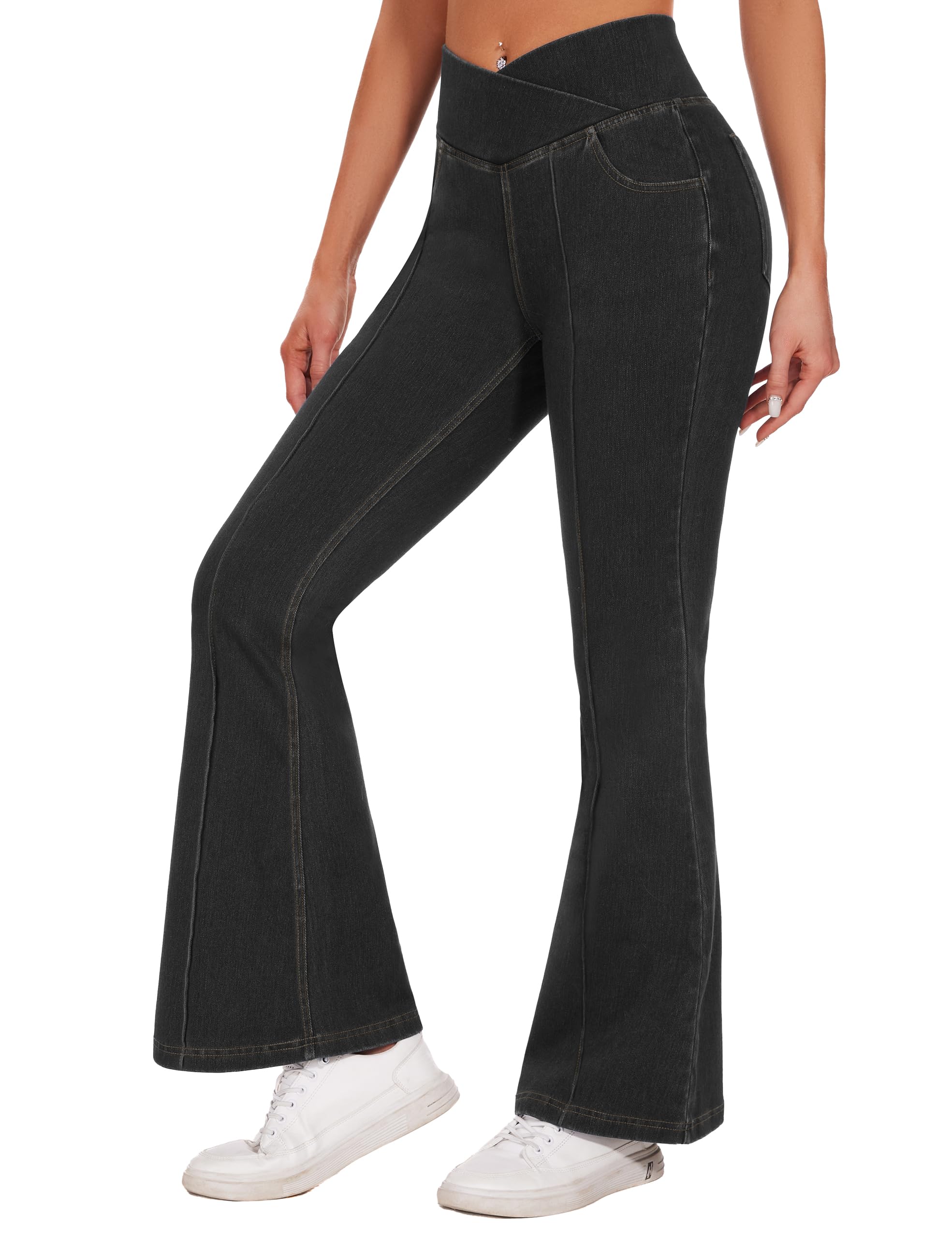 Desol V Cross Bootcut Jeans Damen mit 4 Taschen, High Waist Schlaghose Damen Jeans Flared Jeans Hohe Leibhöhe Stretch Schlagjeans für Party, Freizeit