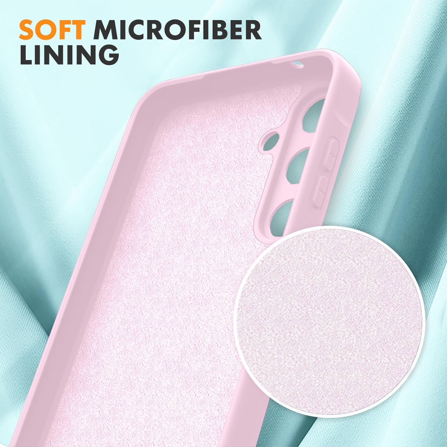 LIRAMARK Silicone Soft Back Cover Case with Micro-Fibre Cloth On Inner Side for Samsung Galaxy A35 5G (Pink) 6 81llok8WL6L. SL1500