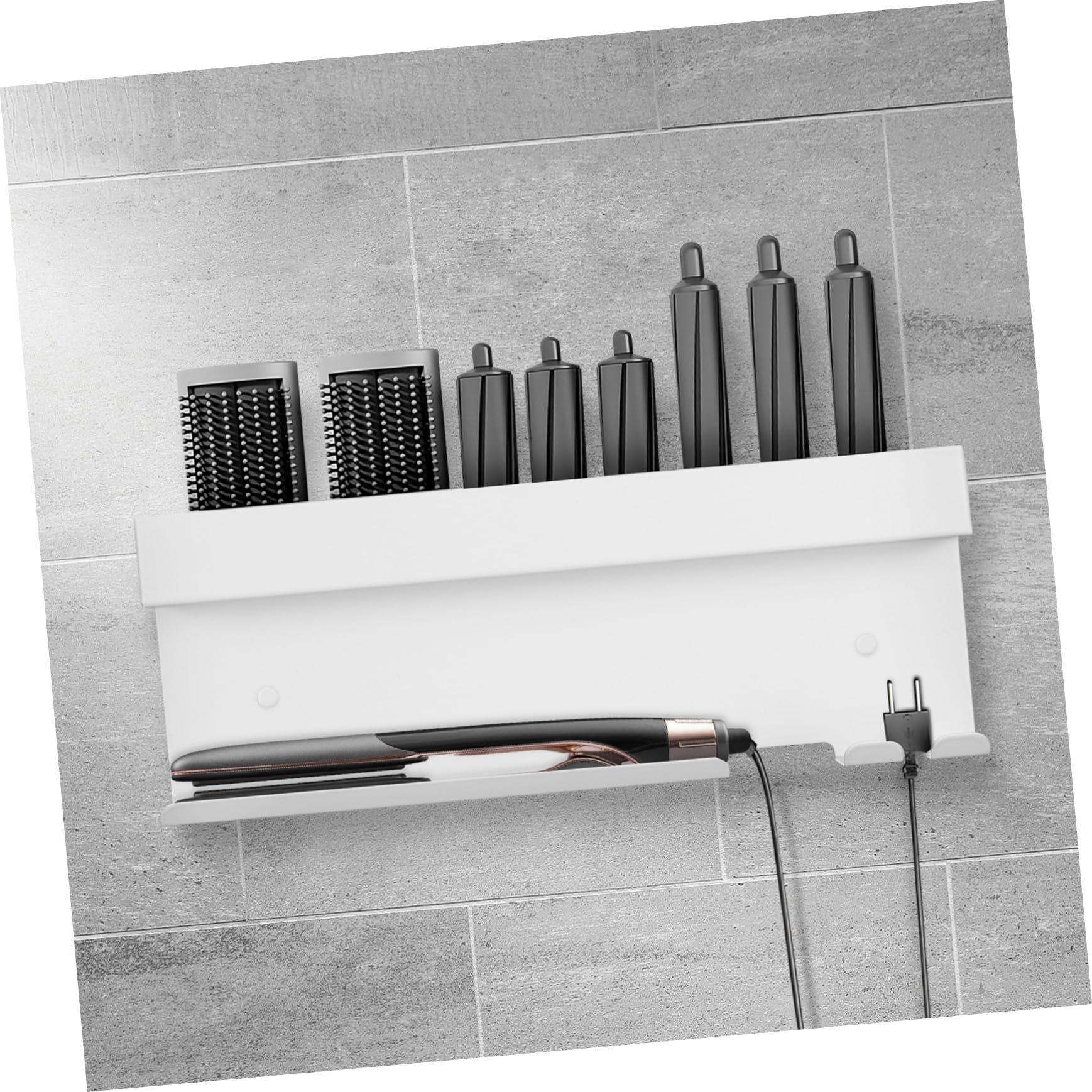 Aluminium Föhnhalterung ohne Bohren Wandhalter für Haartrockner Glätteisen und Lockenstab Hitzebeständig Platzsparend und Modern Multifunktionaler Organizer für Badezimmer