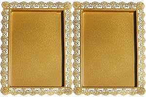 2Pcs Rectangle Iron Cupcake Serving Tray Fruit Dessert Plates for Party Anniversary...