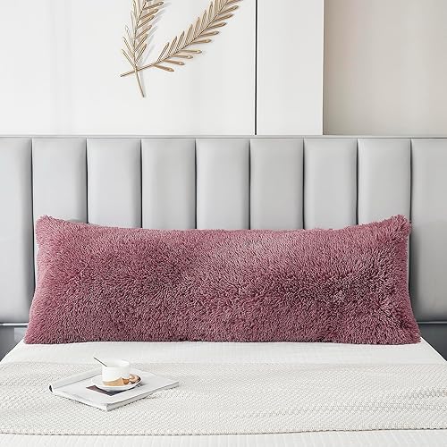 Miniatura 2 de JAUXIO Funda de almohada de cuerpo esponjoso de piel sintética, funda de almohada decorativa de felpa peluda, ultra suave y acogedora, cierre de