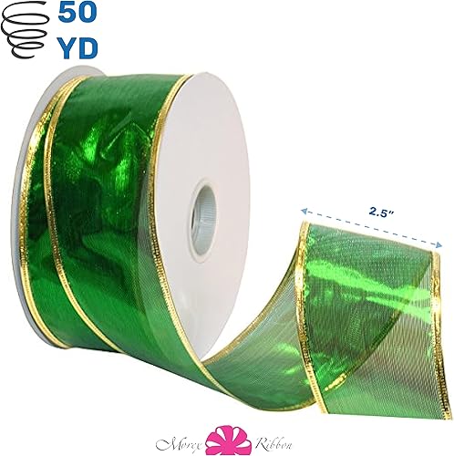 Miniatura 2 de Morex Cinta translúcida metálica alambrado brillante (1.5 pulgada x 50 yardas), color esmeralda