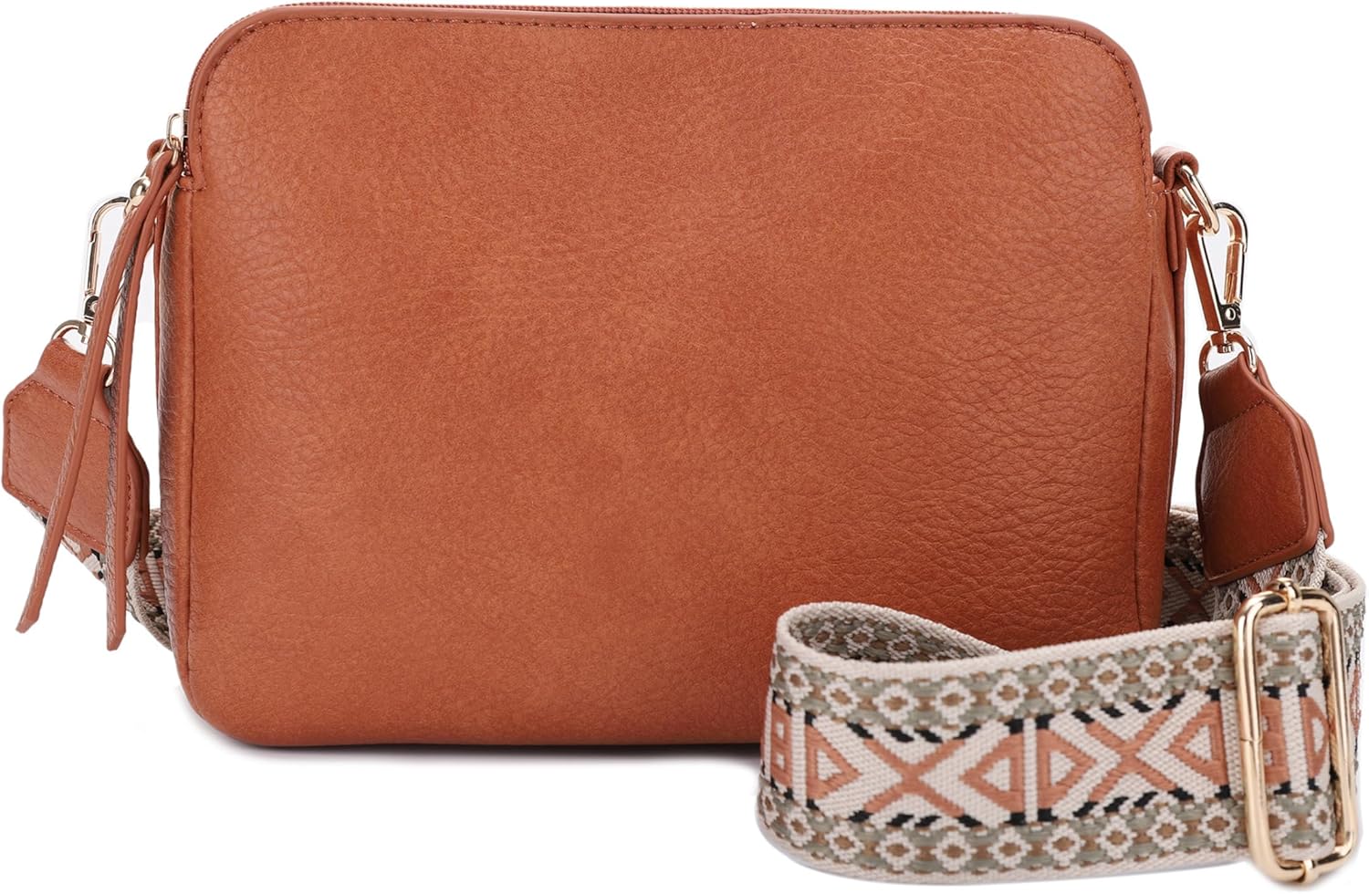 JESSIE & JAMES Rebecca Triple Compartment Lock and Key Lightweight Medium Crossbody Purse with Guitar Strap | Triple Compartment, Lock and Key, Lightweight, Medium, Guitar Strap