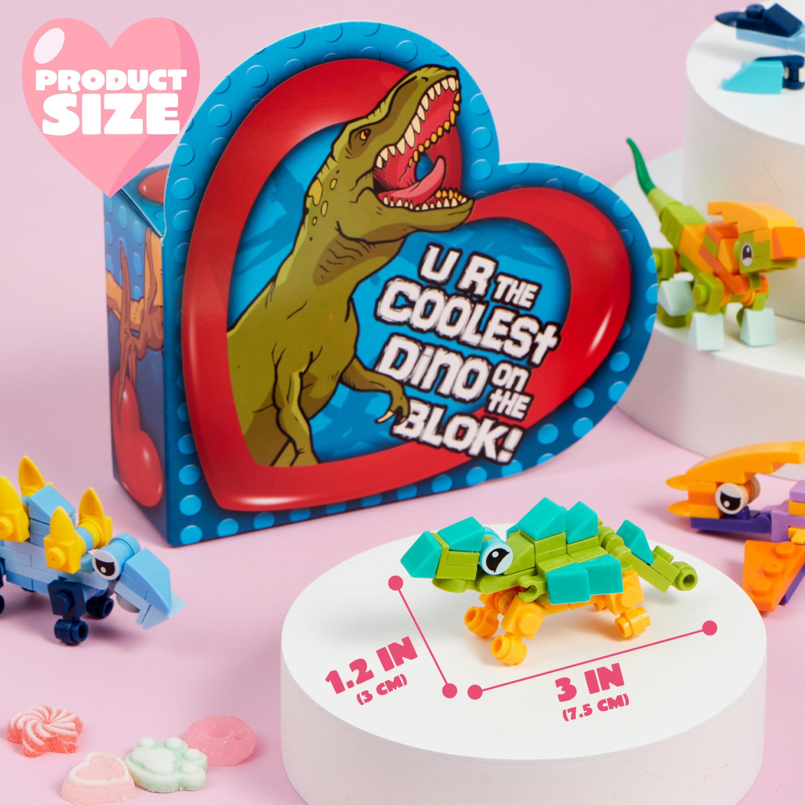 Amazon.com: JOYIN 12 Packs Valentines Dinosaur Building Blocks