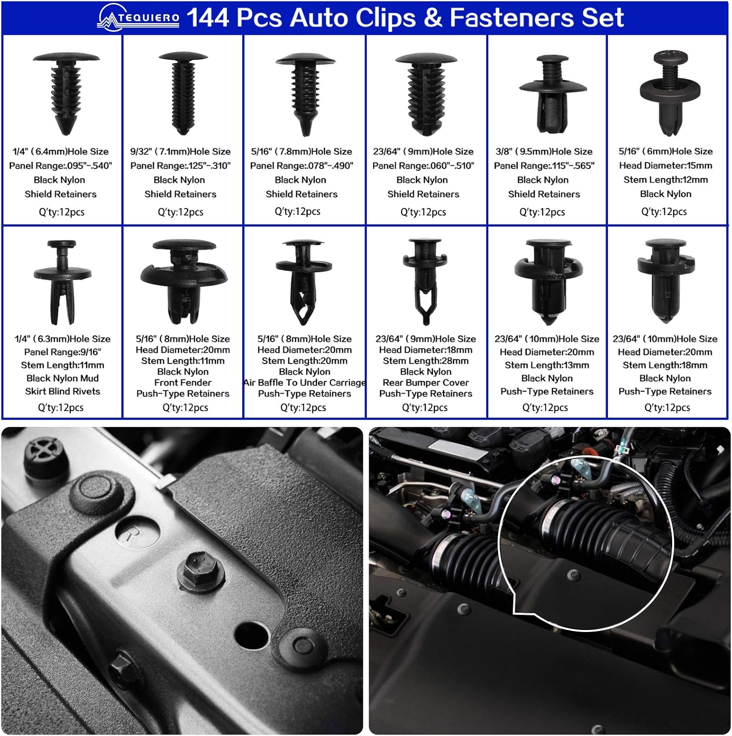 TEQUIERO Trim Removal Tool Set, 205PCS Car Panel Fastener Audio Plastic Trim Removal Repair Tool Kit,Push Pin Bumper Retainer Clip Sets Auto Clip Pliers,Blue/Yellow : Tools & Home Improvement