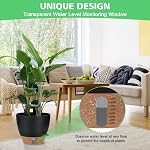 12" 10" 9" 8" Self Watering Pots with Water Level Indicator, Large Plastic Planters Set with Mesh Drainage Hole and Removable Saucer Reservoir, Big Flower Pot for Indoor Outdoor Plants - Black