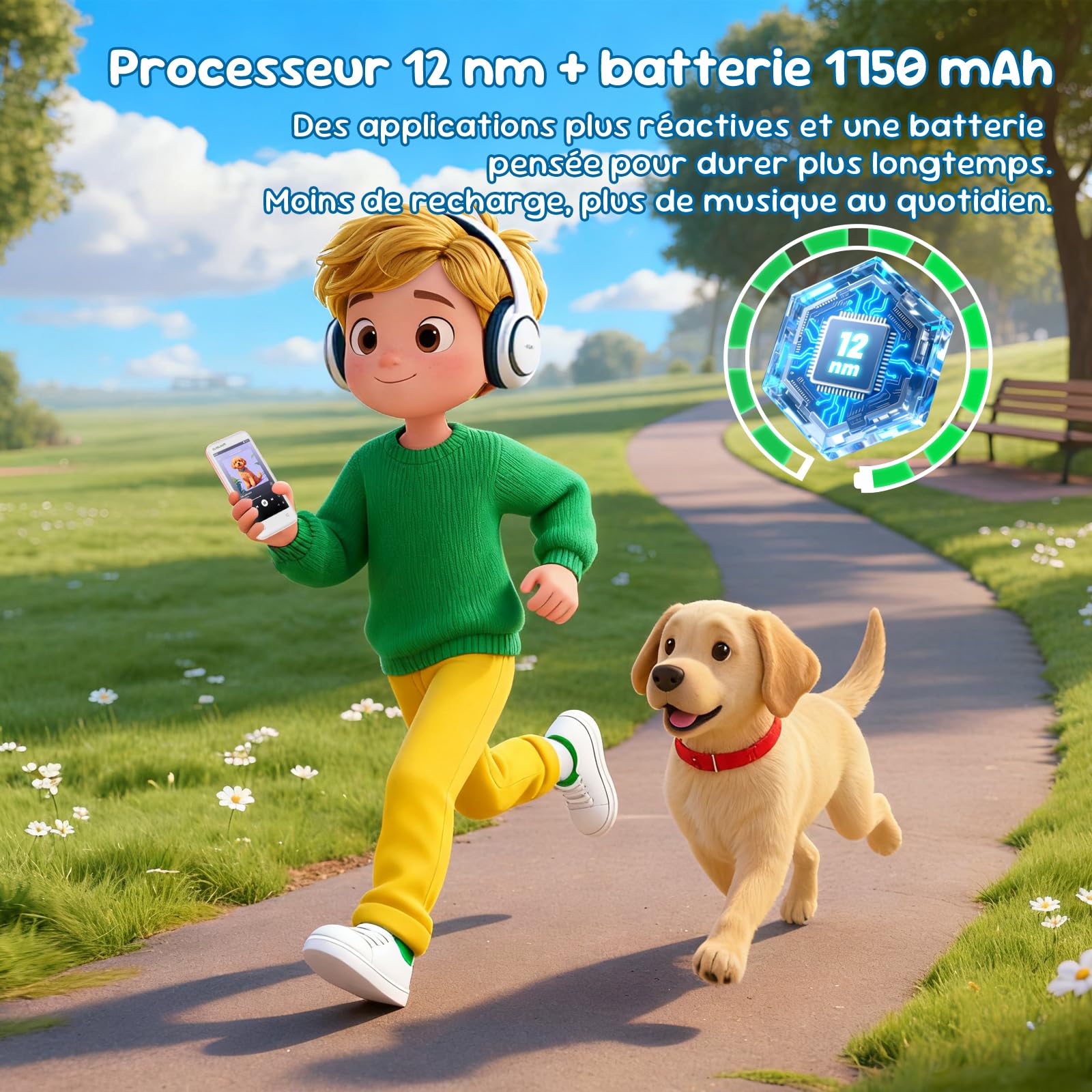 Lecteur MP3 pour Enfants avec contrôle Parental, accès à Spotify et Audible, 16 Go, Bluetooth et Wi-FI (Rose Cerisier)