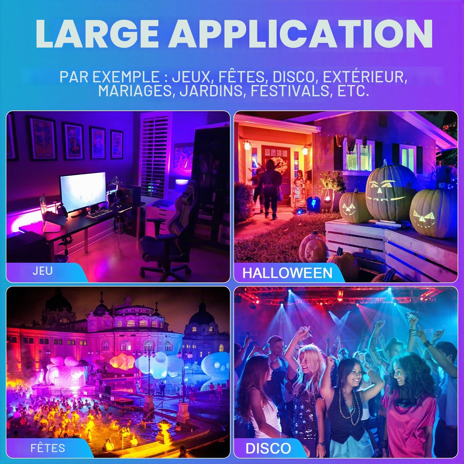 1 x 28W Projecteur RGB LED Extérieur avec Télécommande et APP | 96 LEDs, Intensité Variable, 16 Millions Couleurs, Minuterie, Scintillement, IP67, Barre lumineuse pour Fête, Scène, Jardin