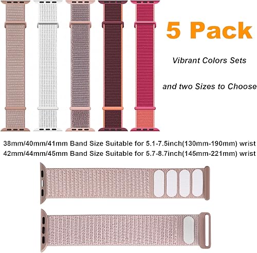Miniatura 3 de Paquete de 5 correas deportivas compatibles con Apple Watch de 1.496, 1.575, 1.614, 1.654, 1.732o 1.772pulgadas, para hombre o mujer, correa