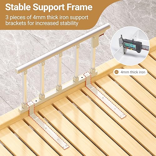 Miniatura 4 de Rieles de cama para adultos mayores, barandillas plegables de 29.5 x 16 pulgadas para personas mayores, aptas para cama matrimonial, individual,
