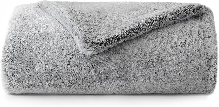 Faux Fur Blanket Grey Faux Fur