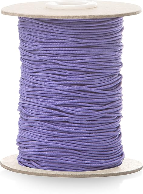 Colour Elastic Cord/Round Hat Elastic 1mm - 5 Metres, Craft, Jewellery Stringing, Masks, Party Hats (Light Purple)