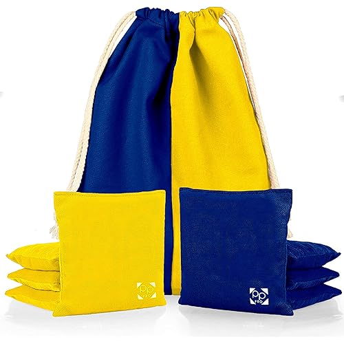 Professional Cornhole Bags - Set of 8 Regulation All Weather Double Sided - Sticky Side/Slick Side Bean Bags for Pro Corn Hole Game