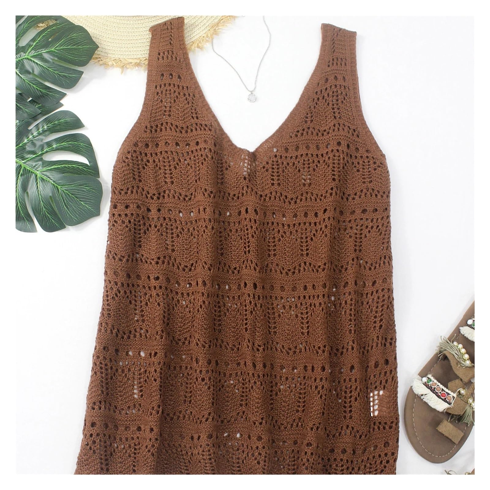 Gilet de Plage en Tricot ajouré au Crochet for Femmes, col v