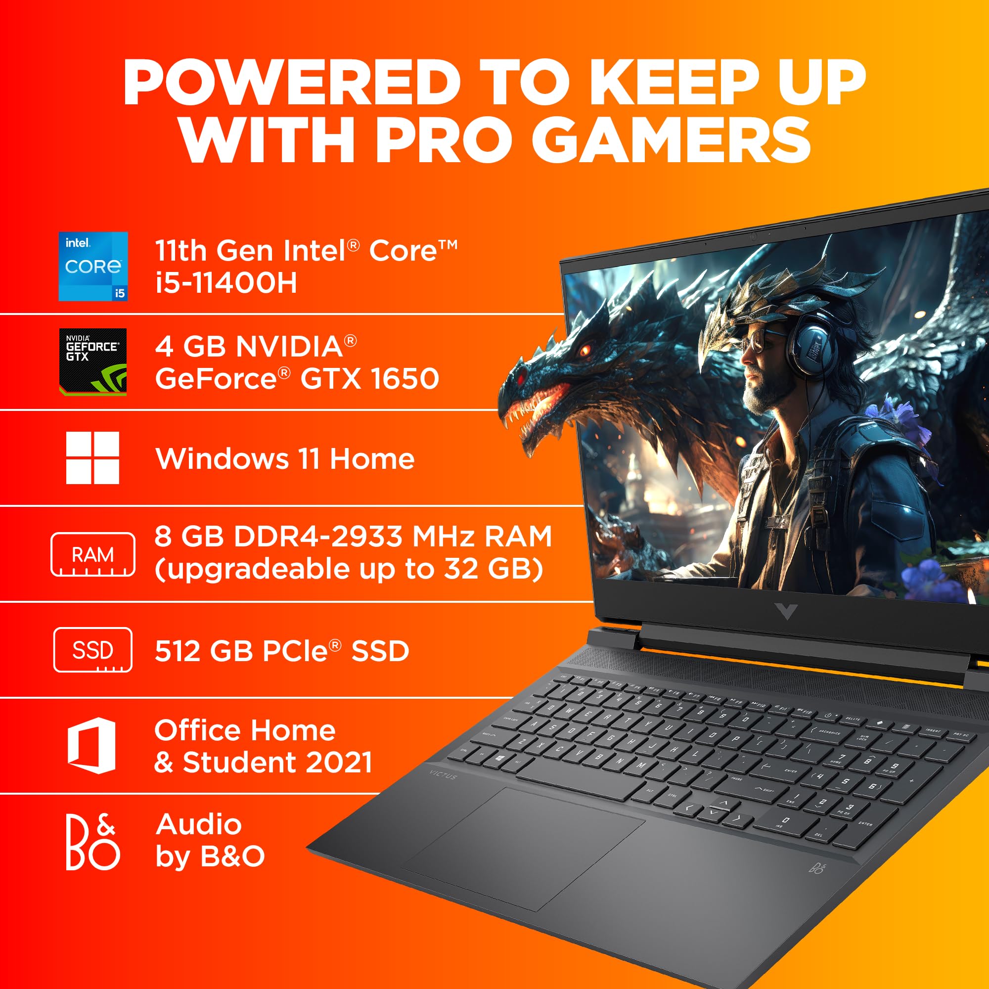 HP Victus Gaming Laptop,11Th Gen Intel Core I5-11400H,Nvidia GTX 1650 Gpu,16.1-in(40.9 Cm),Fhd,IPS,144Hz,7 Ms Response Time,8Gb Ddr4,512Gb Ssd,Windows 11 Home Backlit Kb (Mso,Silver,2.48 Kg),D0310Tx image_2