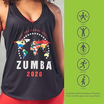 ZUMBA Graphic Print Dance Fitness Tank Tops Activewear Workout Tops for Women