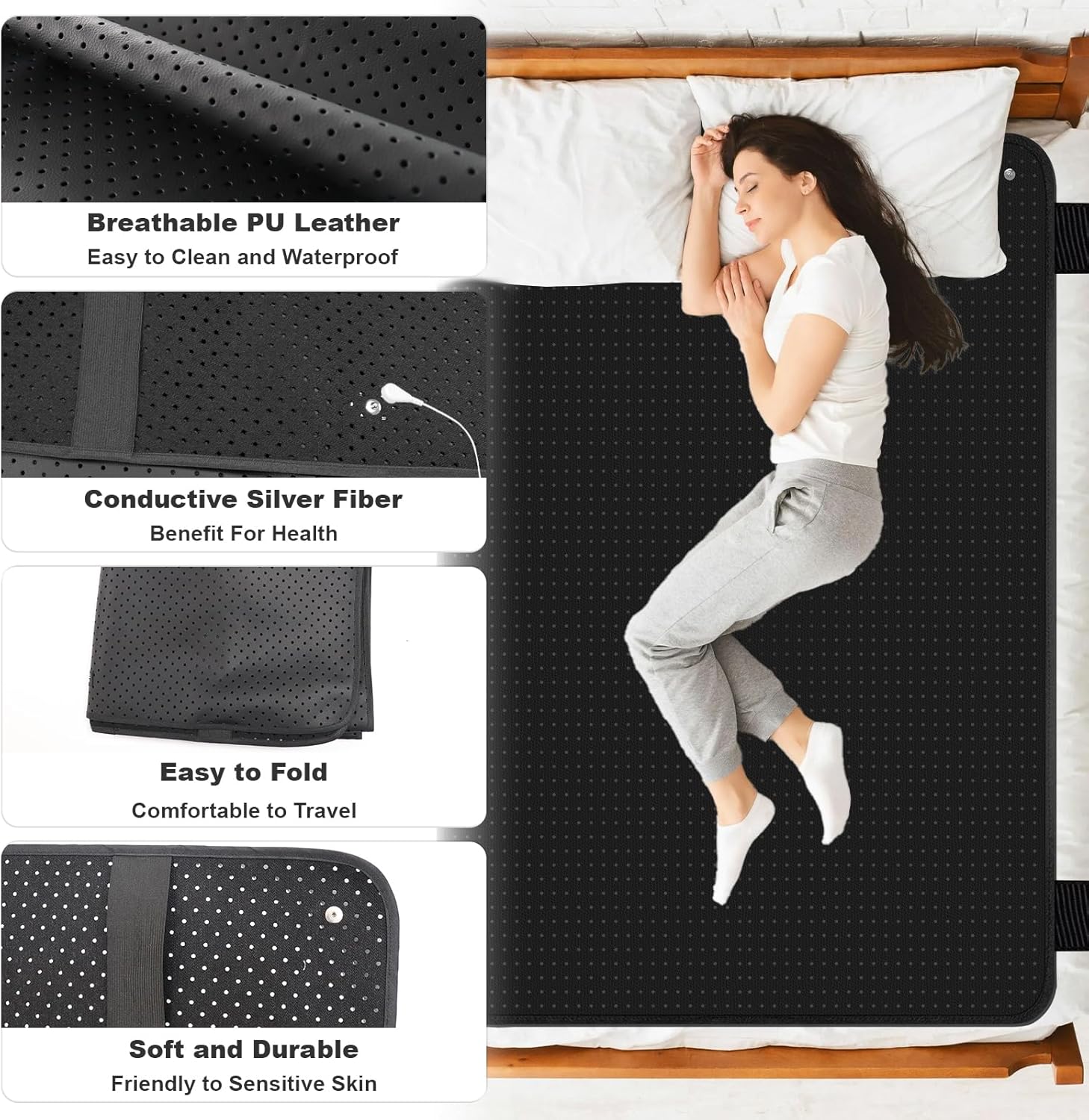 Our grounding Bed mat, by reconnecting You to The Earth's Energy, is Believed to Restore Electrical Balance Through grounding Therapy. Regular mat use May Naturally aid Recovery (54 * 78)