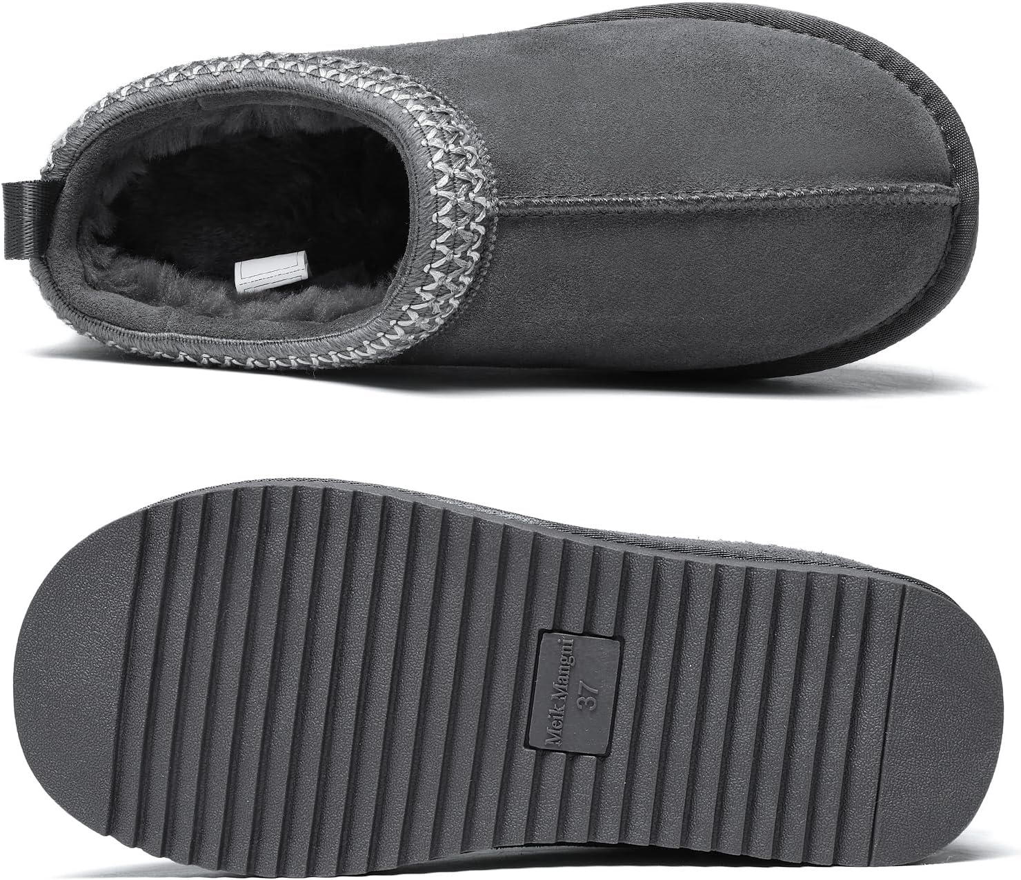 Women's Slippers Genuine Suede Platform Mini Boots Mens Faux Fur Warm Lining Winter Mules Cozy Warm House Shoes Indoor and Outdoor - Image 6