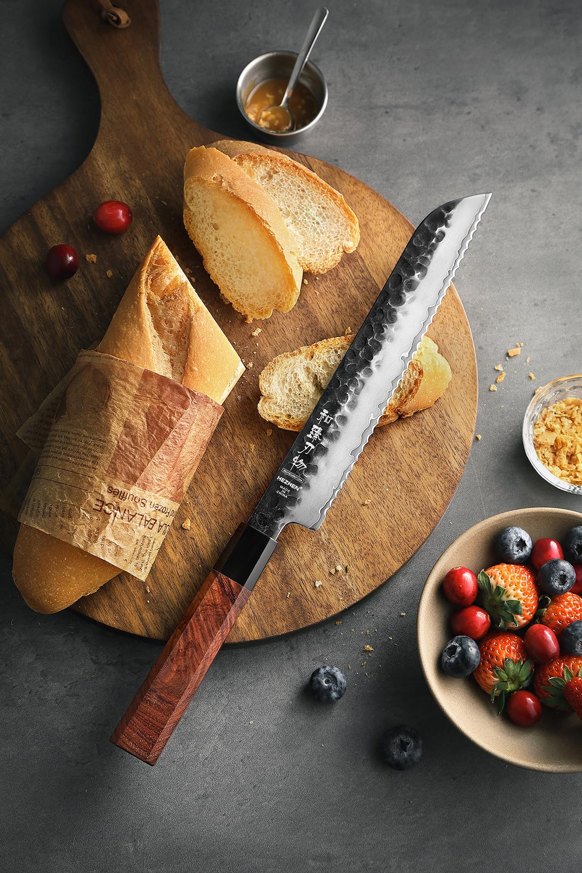 HEZHEN Juegos de Cuchillos de Cocina, Set Cuchillo de Cocina Profesional,Cuchillos de Cocinero Set, Mango Octogonal de Madera Roja
