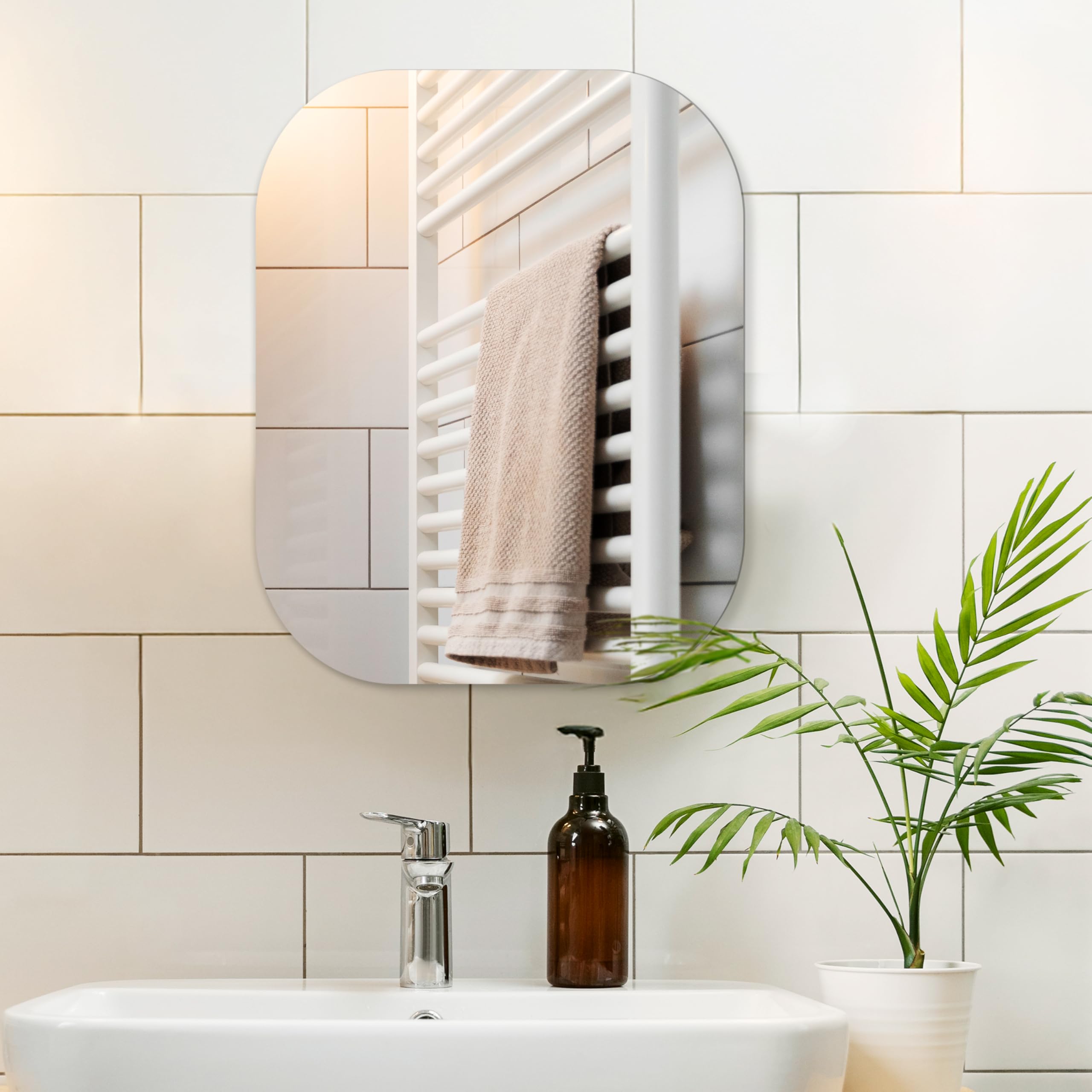 Rousrie Frameless Mirror for Bathroom Wall Decorative Mirror for Washbasin, Livingroom, Home Decor, Bedroom, Wall Mount (35 by 28.5 cm)-image-39